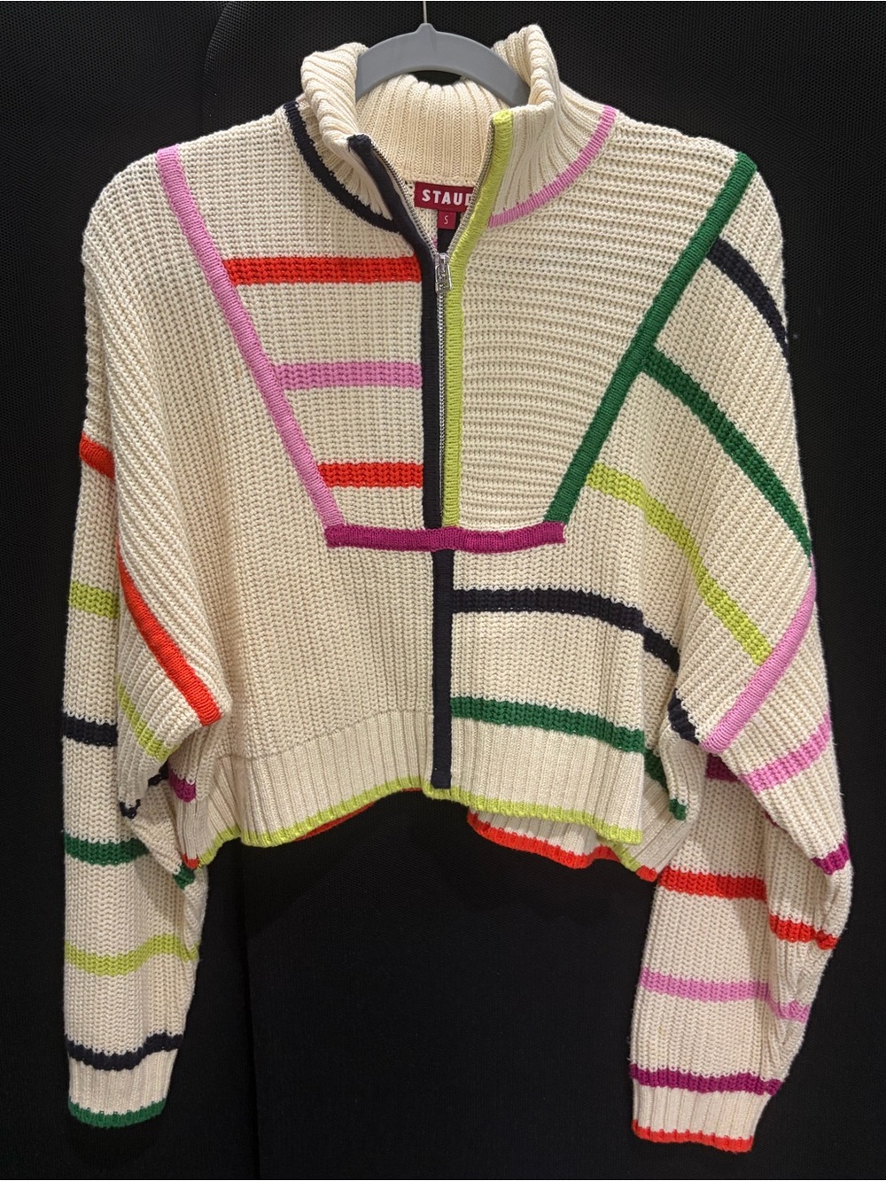 Staud Rainbow Cropped Hampton Sweater